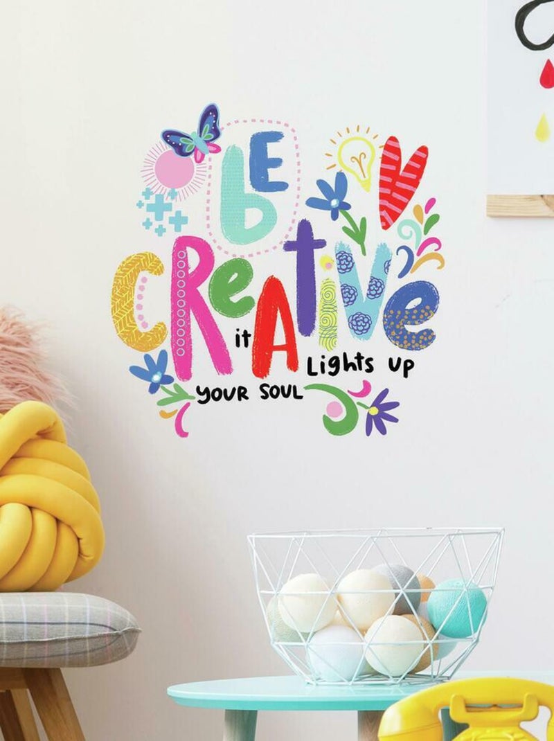 Sticker mural citation -soyez créatif- Multicolore - Kiabi