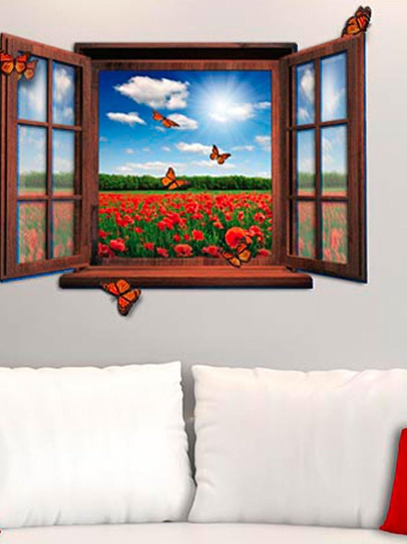 Sticker Mural Coquelicots Trompe loeil Marron - Kiabi