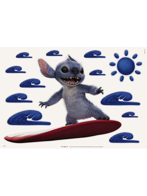 Sticker mural Disney et Stitch en live-action – Surfe la vague 70x50 cm - Kiabi