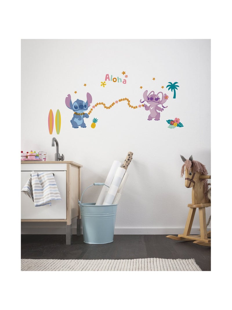 Sticker mural Disney Stitch et Angel Aloha - 70x50 cm Multicolore - Kiabi
