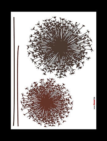 Sticker mural fleur de pissenlit couleur marron - 50x70 cm