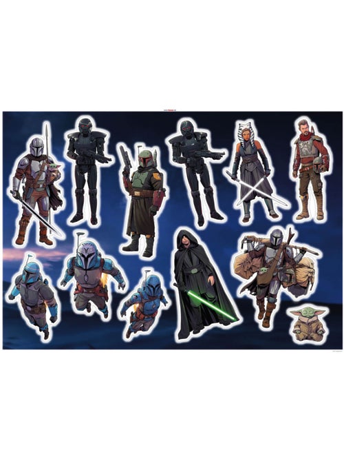 Sticker Mural Géant - les personnages de star wars de la série Mandalorian - 125 x 125 cm - Kiabi