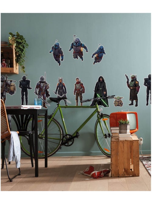 Sticker Mural Géant - les personnages de star wars de la série Mandalorian - 125 x 125 cm - Kiabi