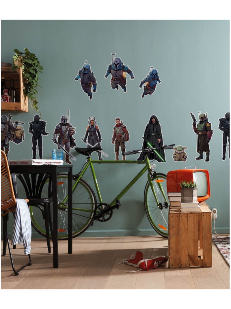 Sticker Mural Géant - les personnages de star wars de la série Mandalorian - 125 x 125 cm Multicolore - Kiabi