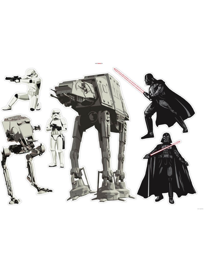 Sticker Mural Géant - Stormtroopers accomapgner part Dark vador et le marcheut AT-AT et the impérial Multicolore - Kiabi