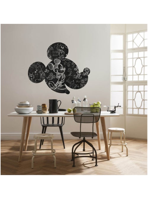 Sticker Mural Géant - Tête de Mickey agencée avec des croquis de Mickey  - 125 x 125 cm - Kiabi
