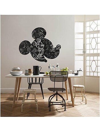 Sticker Mural Géant - Tête de Mickey agencée avec des croquis de Mickey - 125 x 125 cm