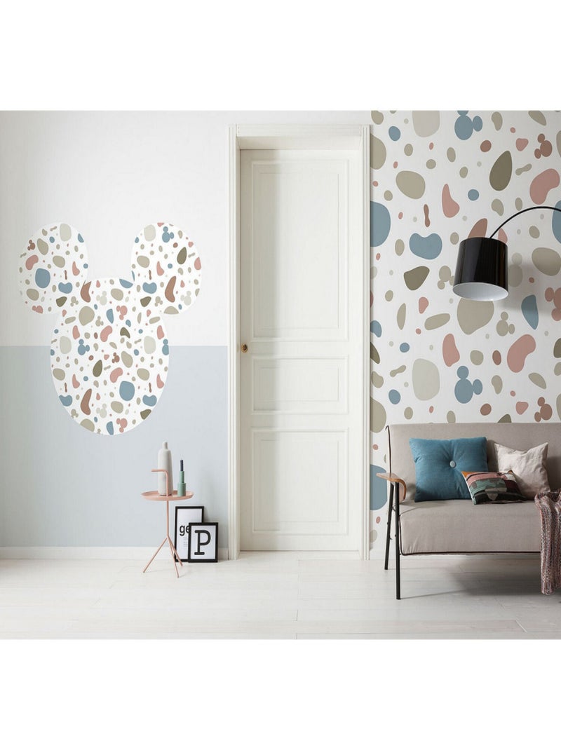 Sticker Mural Géant - Tête De Mickey Avec Motifs - 127x127 cm Multicolore - Kiabi
