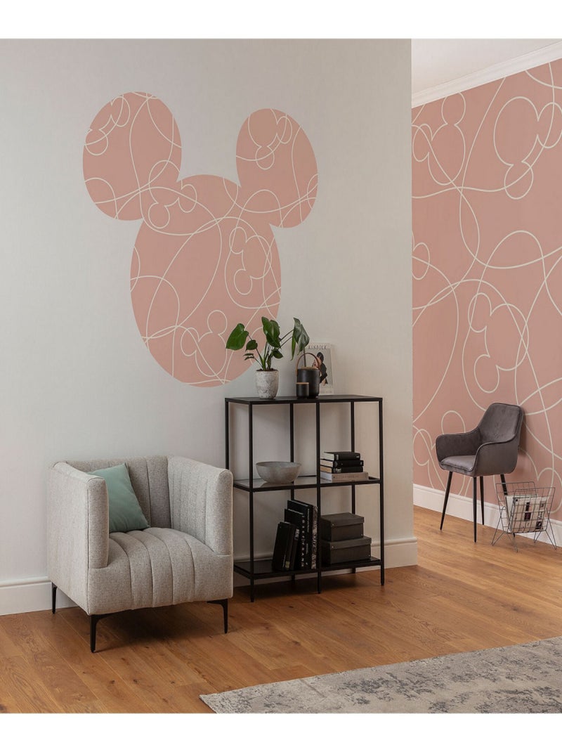 Sticker Mural Géant - Tête De Mickey En Rose Multicolore - Kiabi