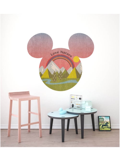 Sticker Mural Géant - Tête De Mickey qui aime la nature et les montagnes - 125 x 125 cm - Kiabi