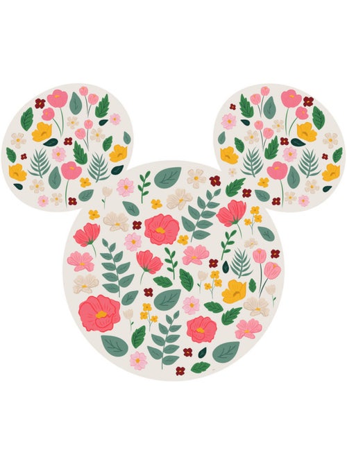 Sticker Mural Géant - Tête De Mickey tout en fleur - 125 x 125 cm - Kiabi