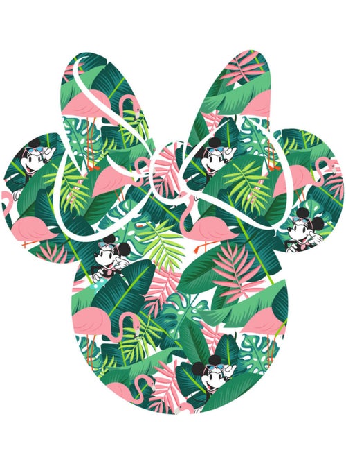 Sticker Mural Géant - Tête de Minnie dans une forêt tropical avec des flamants roses - 125 x 125 cm - Kiabi