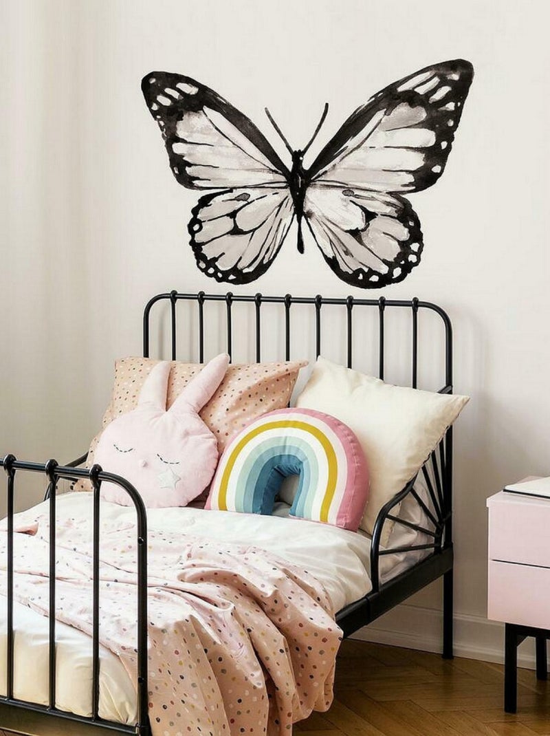 Sticker Mural géant Aquarelle Papillon Noir Noir - Kiabi