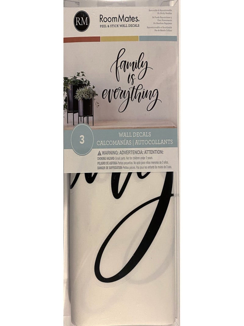 Sticker Mural Géant Citation -Family is Everything- La Famille c'est le plus important Noir Noir - Kiabi