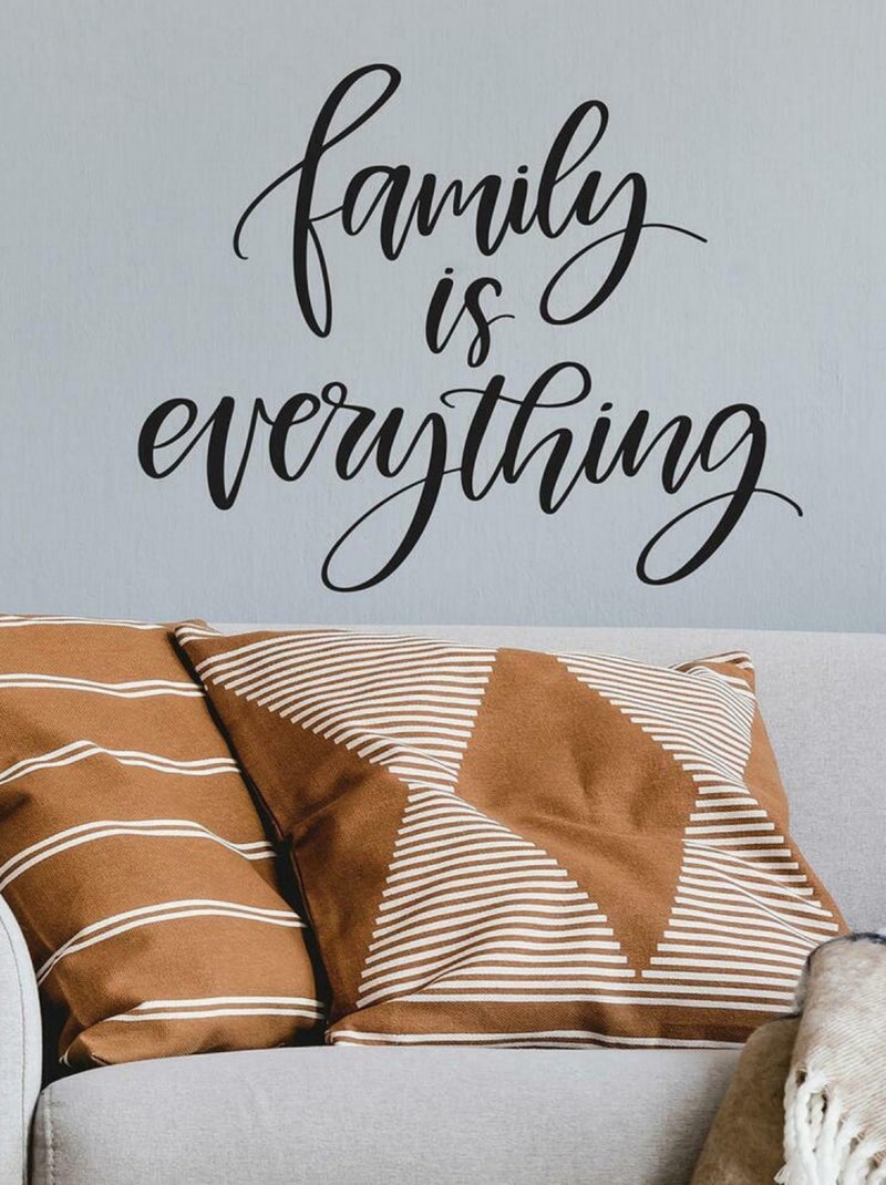 Sticker Mural Géant Citation -Family is Everything- La Famille c'est le plus important Noir Noir - Kiabi