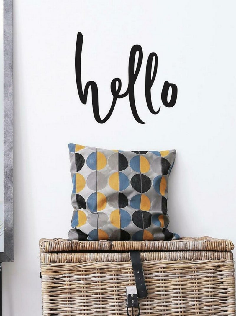 Sticker Mural géant Citation -Hello- Bonjour Noir Noir - Kiabi
