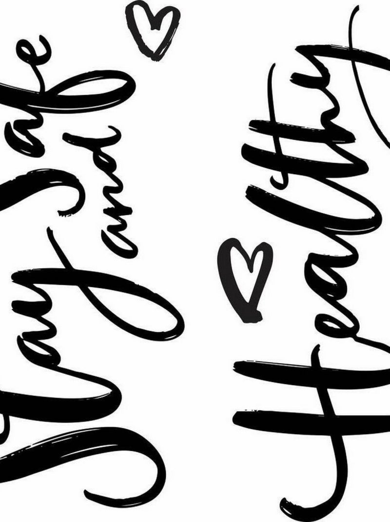 Sticker Mural Géant Citation -Stay Safe and Healthy- Soyez en Sécurité et en Bonne Santé Noir Noir - Kiabi