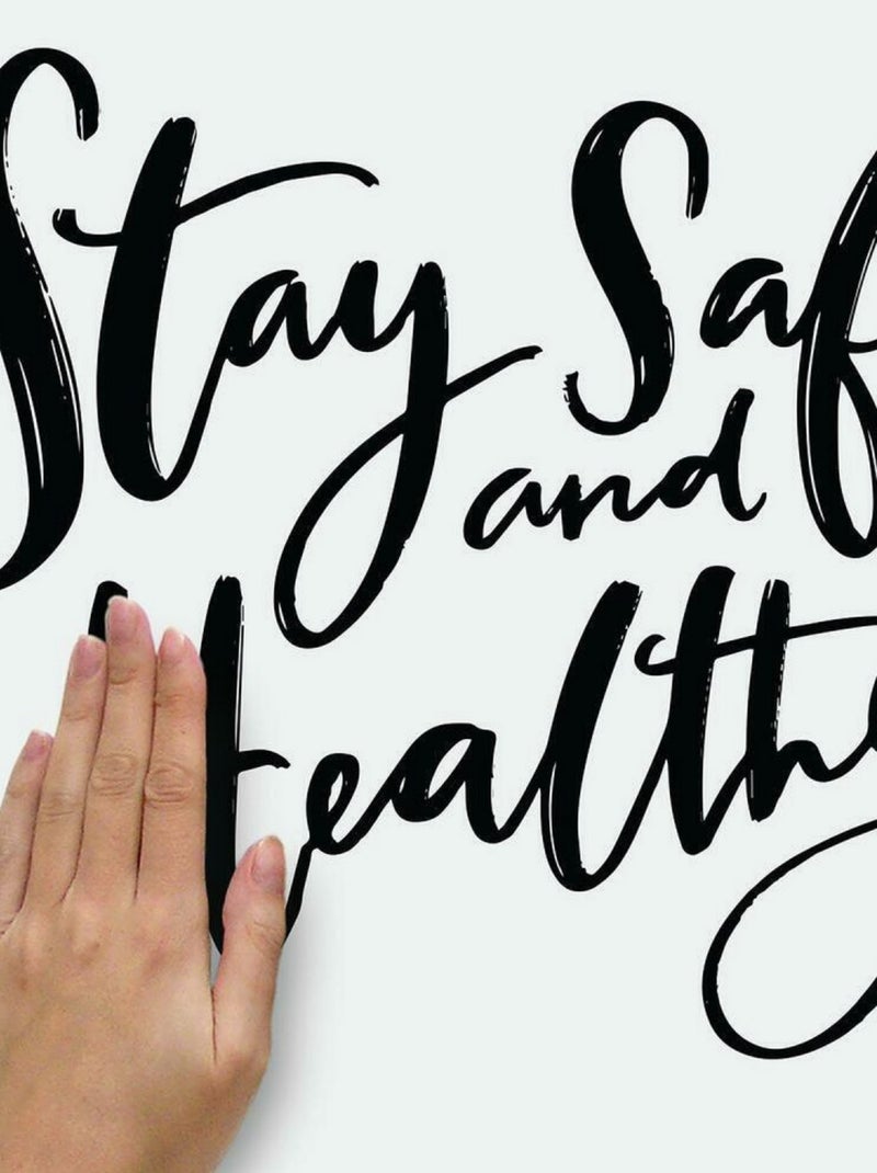 Sticker Mural Géant Citation -Stay Safe and Healthy- Soyez en Sécurité et en Bonne Santé Noir Noir - Kiabi