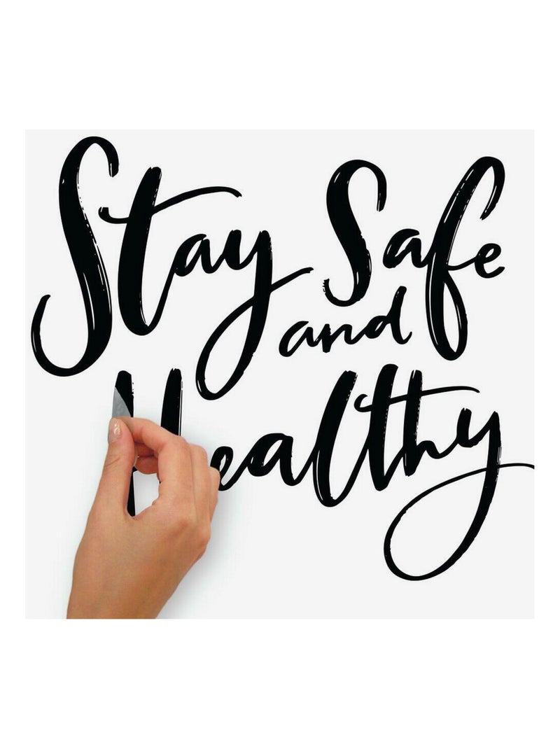 Sticker Mural Géant Citation -Stay Safe and Healthy- Soyez en Sécurité et en Bonne Santé Noir Noir - Kiabi