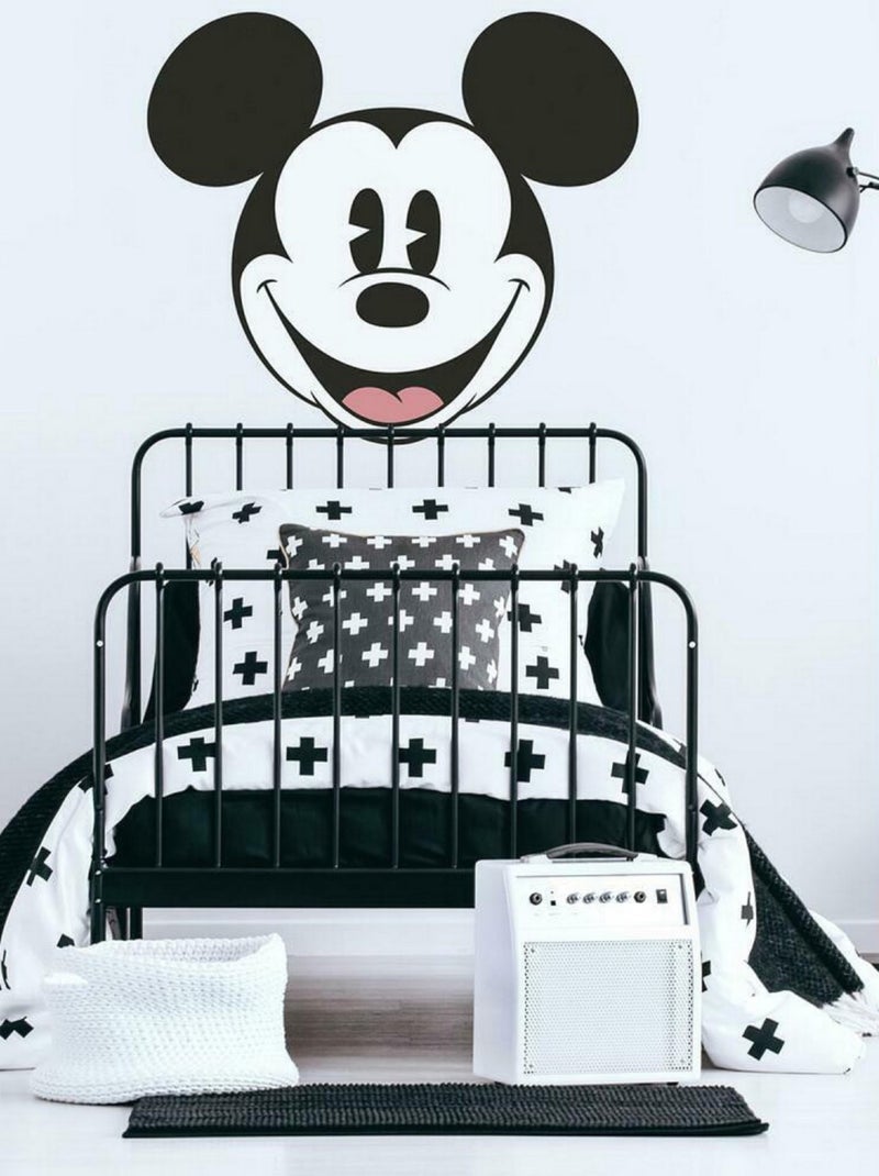 Sticker Mural Géant classique tête de Mickey Mouse XL Noir Noir - Kiabi