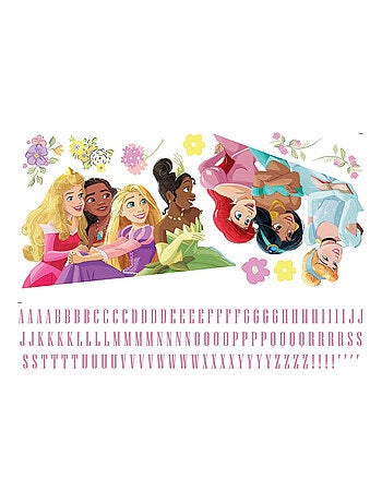 Sticker Mural Géant Disney 7 Princesses et alphabet pour personnaliser
