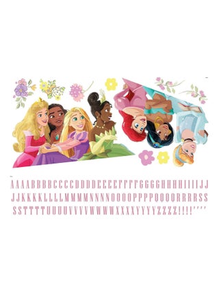 Sticker Mural Géant Disney 7 Princesses et alphabet pour personnaliser