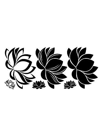 Sticker Mural Géant Fleur de Lotus avec Lignes Noires