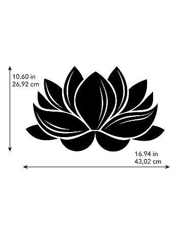 Sticker Mural Géant Fleur de Lotus avec Lignes Noires