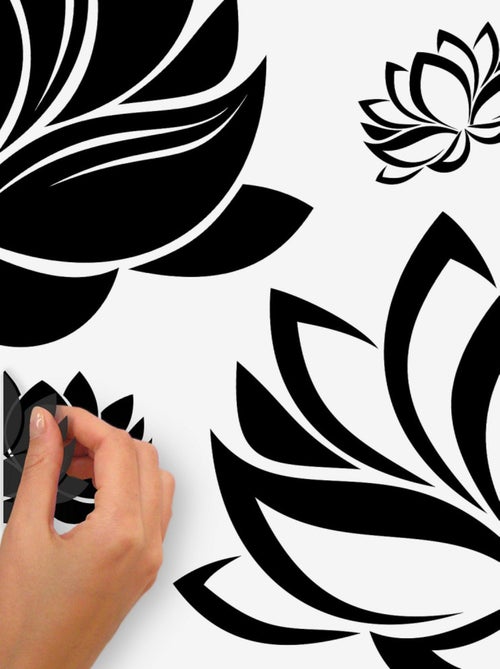 Sticker Mural Géant Fleur de Lotus avec Lignes Noires - Kiabi