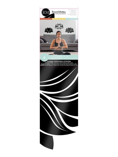 Sticker Mural Géant Fleur de Lotus avec Lignes Noires - Kiabi