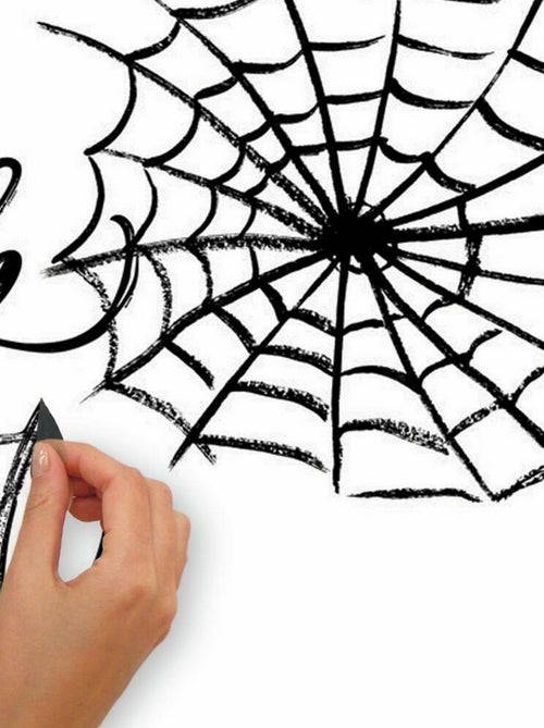 Sticker Mural géant Halloween Toile d'Araignée -Un bonbon ou un sort- - Kiabi