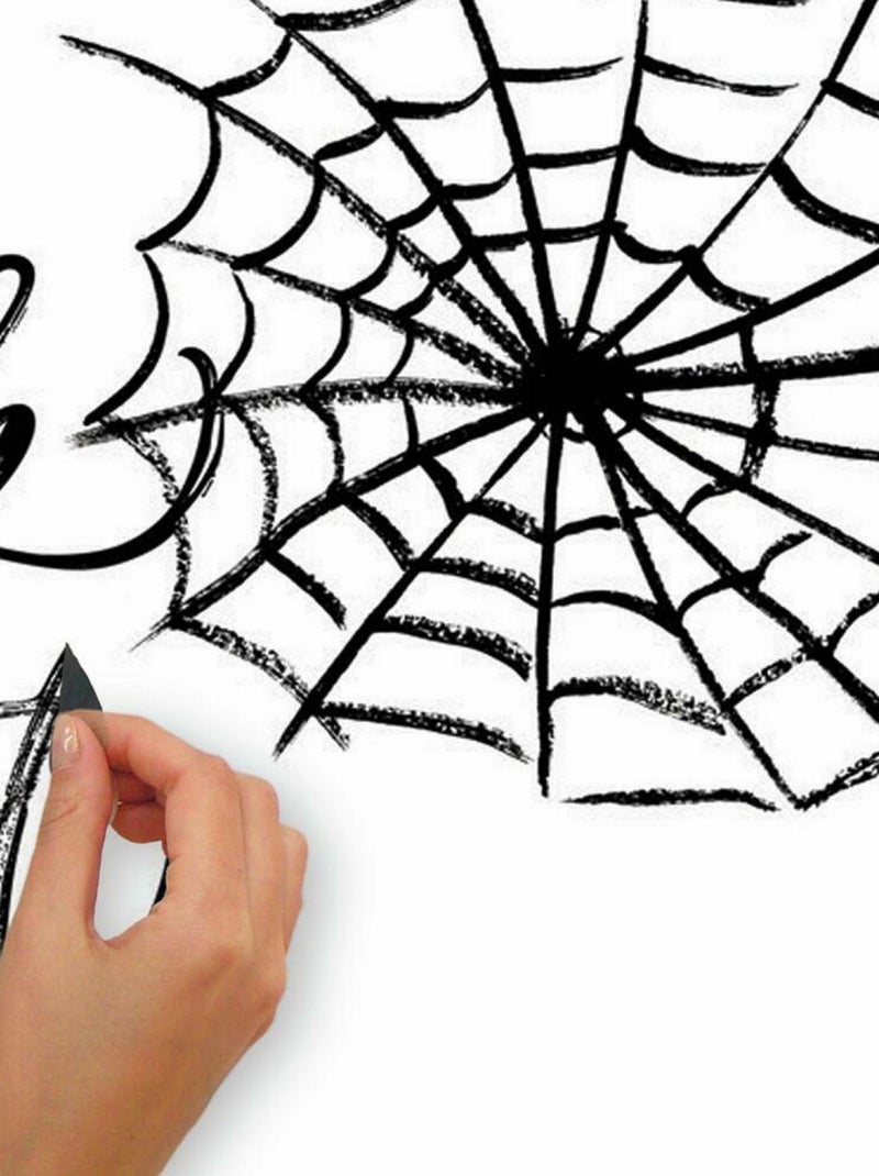 Sticker Mural géant Halloween Toile d'Araignée -Un bonbon ou un sort- Noir Noir - Kiabi