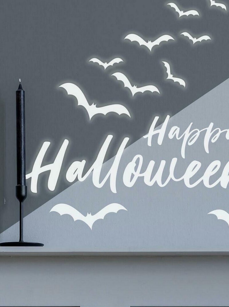 Sticker Mural géant Happy Halloween Phosphorescent -Un bonbon ou un sort- Blanc - Kiabi