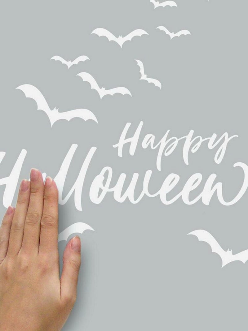 Sticker Mural géant Happy Halloween Phosphorescent -Un bonbon ou un sort- Blanc - Kiabi