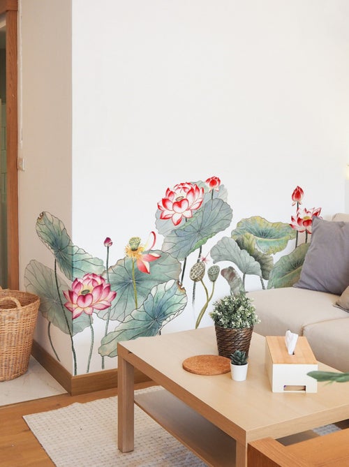 Sticker Mural Géant Jardin de Fleur de Lotus XL - Kiabi