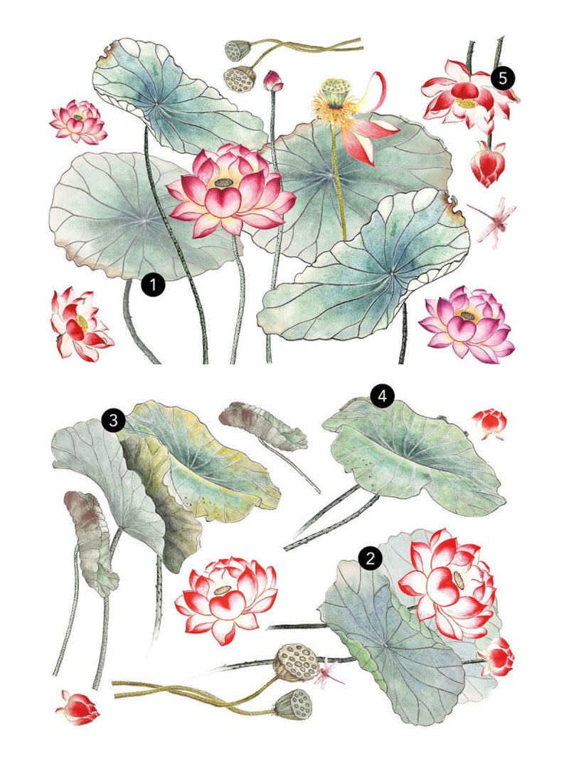 Sticker Mural Géant Jardin de Fleur de Lotus XL Multicolore - Kiabi