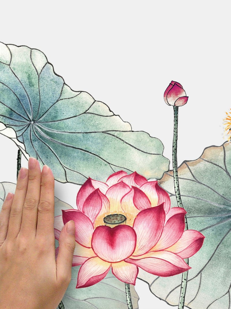 Sticker Mural Géant Jardin de Fleur de Lotus XL Multicolore - Kiabi