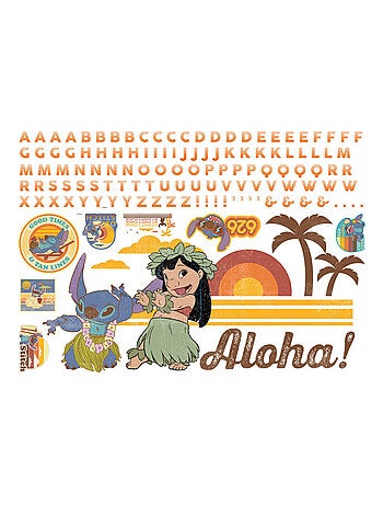 Sticker Mural Géant Lilo et Stitch avec lettres de l'alphabet pour personnaliser