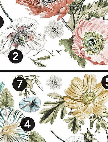 Sticker mural géant Pavot Floral Vintage