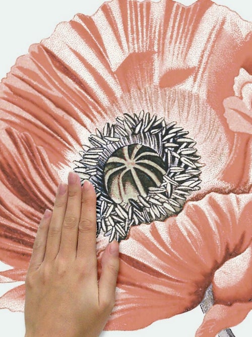 Sticker mural géant Pavot Floral Vintage - Kiabi