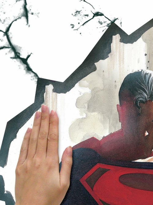 Sticker mural géant repositionnable Alex Ross Superman qui fracture le mur - Kiabi