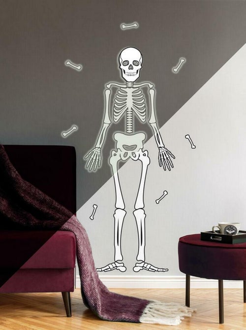 Sticker Mural Géant Squelette Phosphorescent - Kiabi