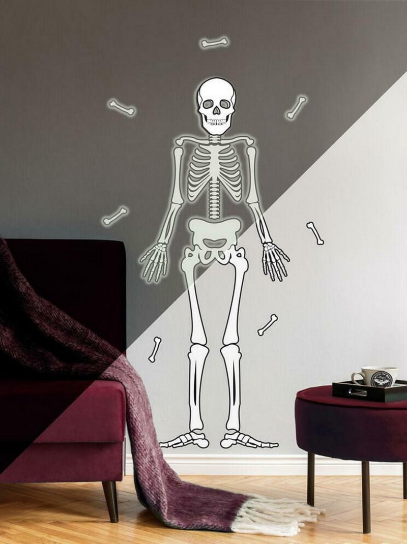 Sticker Mural Géant Squelette Phosphorescent Blanc - Kiabi