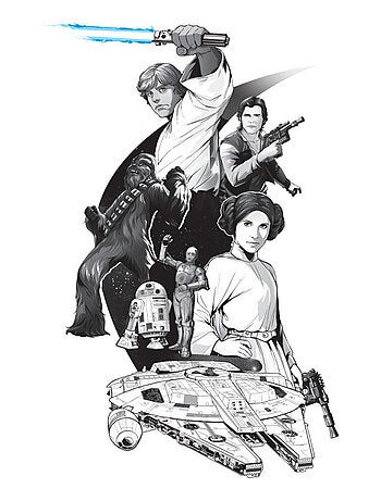 Sticker Mural Géant Star Wars Classique avec lettres de l'alphabet pour personnaliser