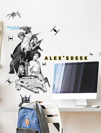Sticker Mural Géant Star Wars Classique avec lettres de l'alphabet pour personnaliser