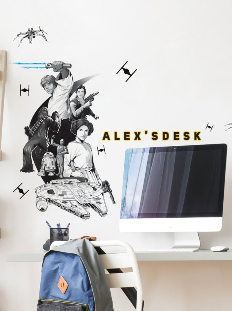Sticker Mural Géant Star Wars Classique avec lettres de l'alphabet pour personnaliser Multicolore - Kiabi