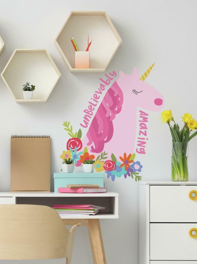 Sticker Mural Incroyable Licorne Rose - Kiabi