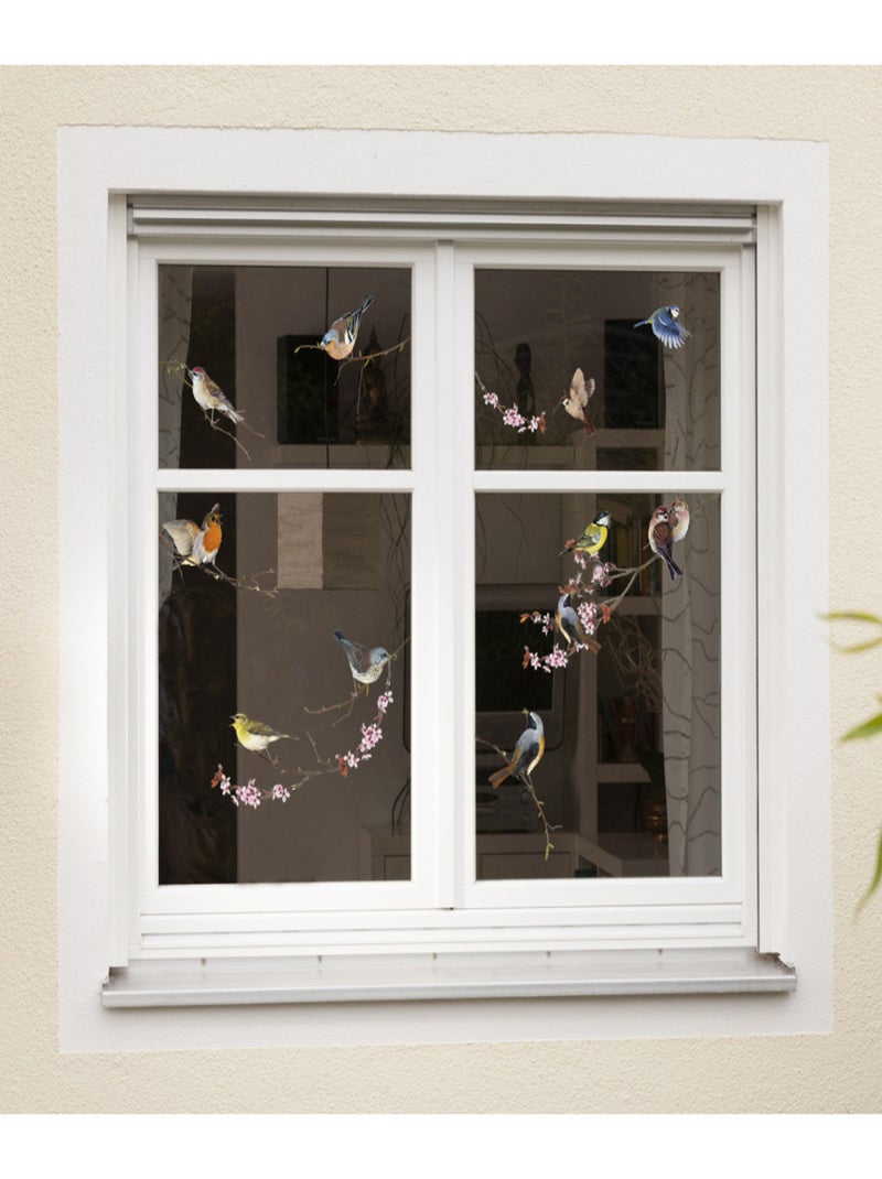 Sticker mural oiseaux colorés sur branche - 31 x 31 cm Multicolore - Kiabi