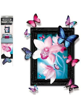 Sticker Mural Papillons Trompe loeil