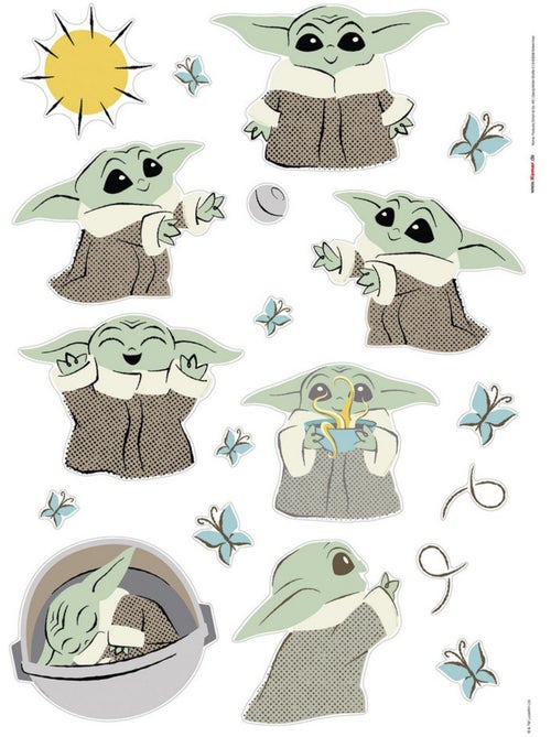 Sticker mural Star Wars The Mandalorian Baby Yoda SunShine 50 x 70 cm - Kiabi